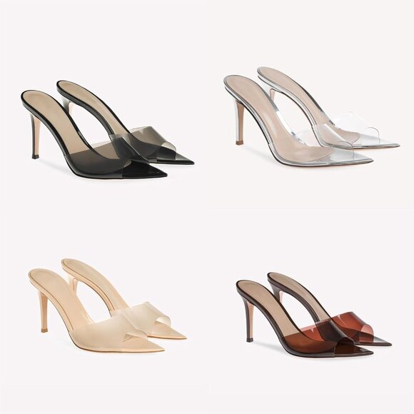 Women's Red Clear Slingback Stiletto Heels Sexy Dress Sandals Shoes Party - Picture 7 of 7